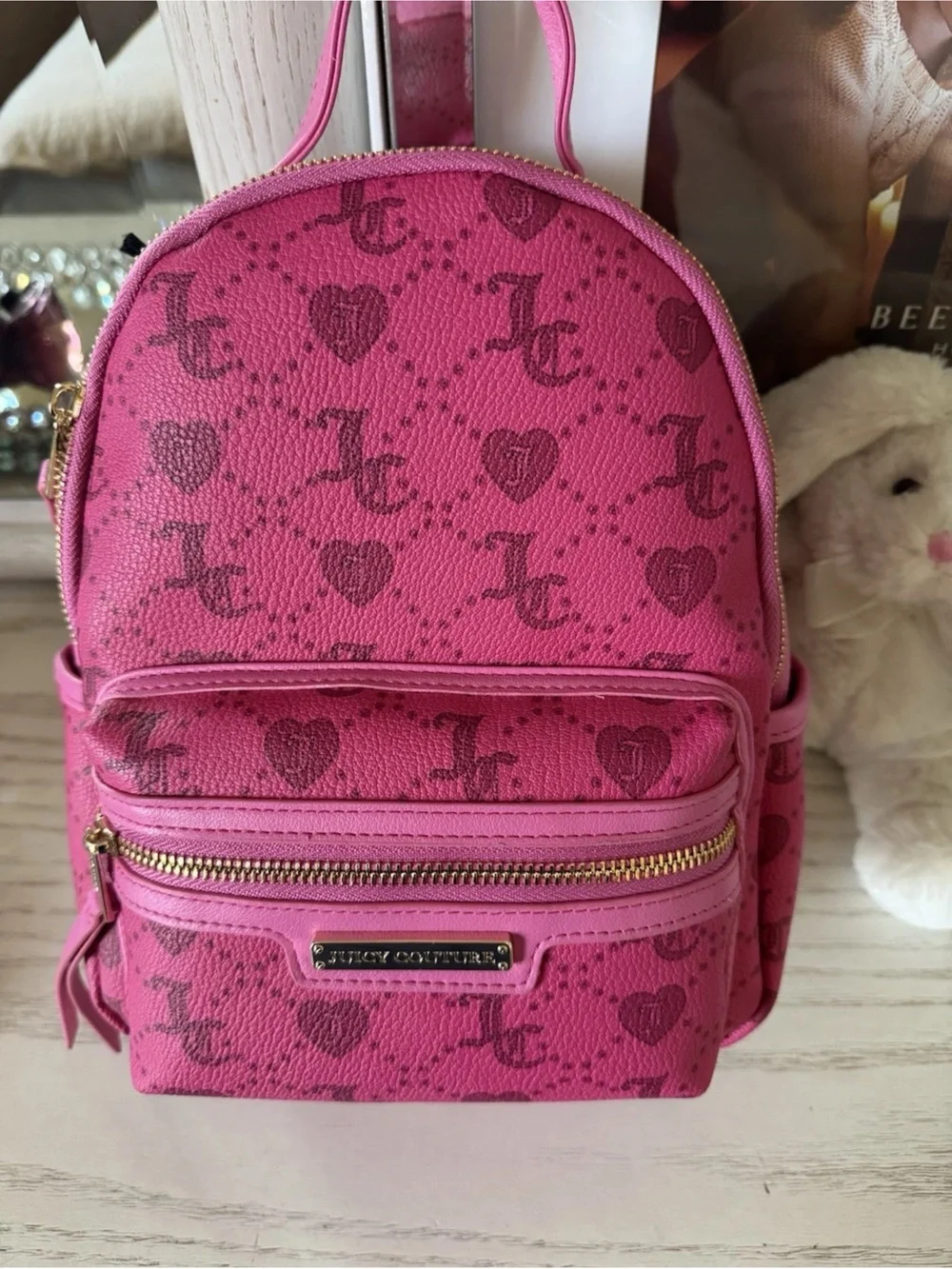 Juicy Couture Hot Pink Mini Logo Heart Backpack